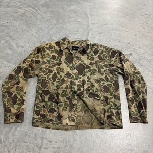 Vintage 70s Redhead Duck Hunter Camo Fleece Hunting Shirt L/XL Made in Japan